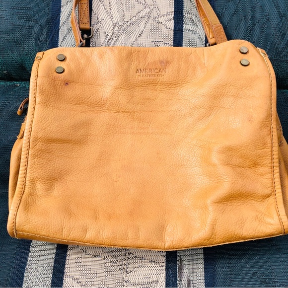 American Leather Co 3 Section Satchel Bag Purse in Light Tan - Picture 3 of 16